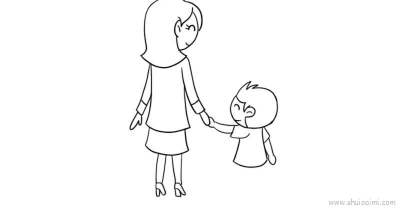 大手牵小手儿童画怎么画 大手牵小手简笔画画法