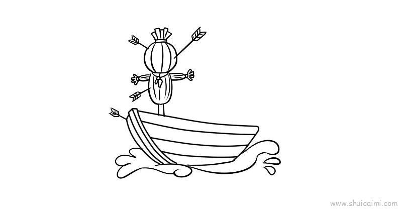 草船借箭少儿版儿童画怎么画 草船借箭少儿版简笔画图片大全