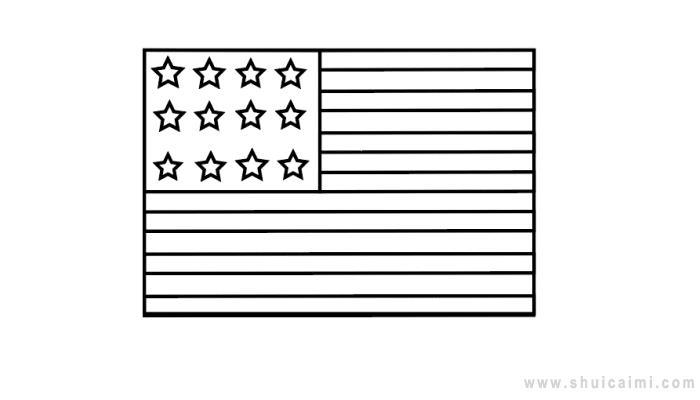 美国国旗简笔画怎么画 美国国旗简笔画图片