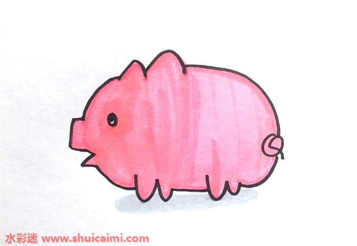 用3个w和一个Q画猪怎么画 猪简笔画简单好看彩色