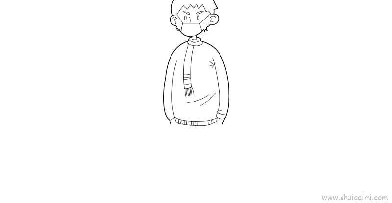 戴口罩人物儿童画怎么画 戴口罩人物简笔画步骤