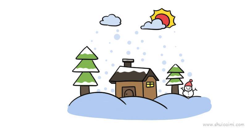 冬天色彩儿童画怎么画 冬天色彩简笔画图片大全
