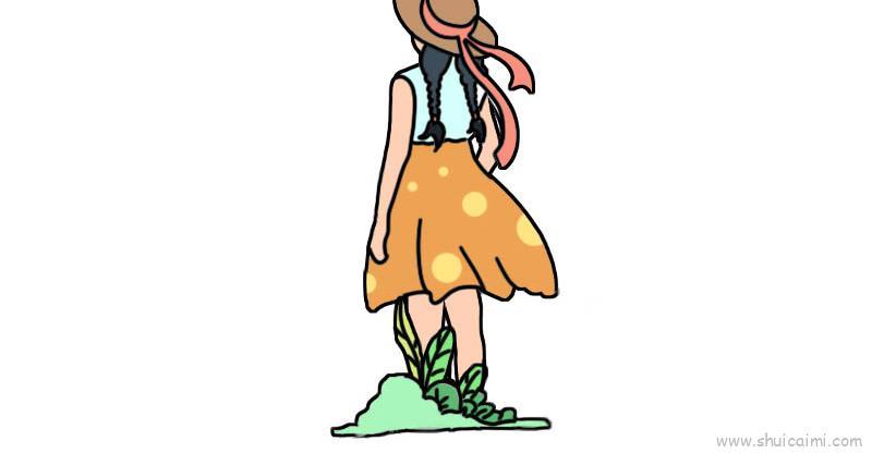 女孩背面儿童画怎么画 女孩背景简笔画顺序