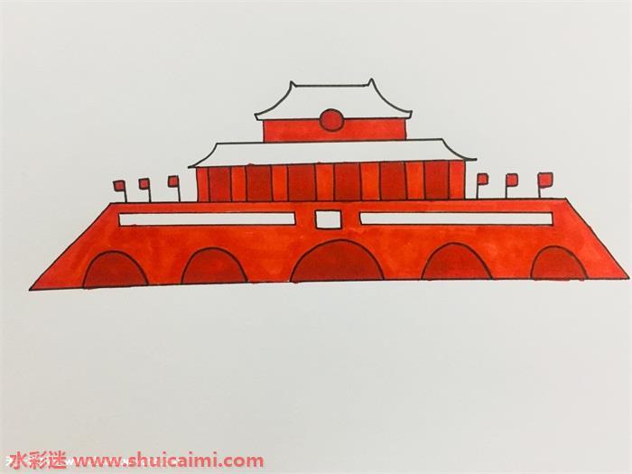 北京天安门怎么画 北京天安门简笔画简单彩色