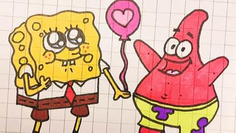 海绵宝宝派大星简笔画 海绵宝宝派大星简笔画带颜色