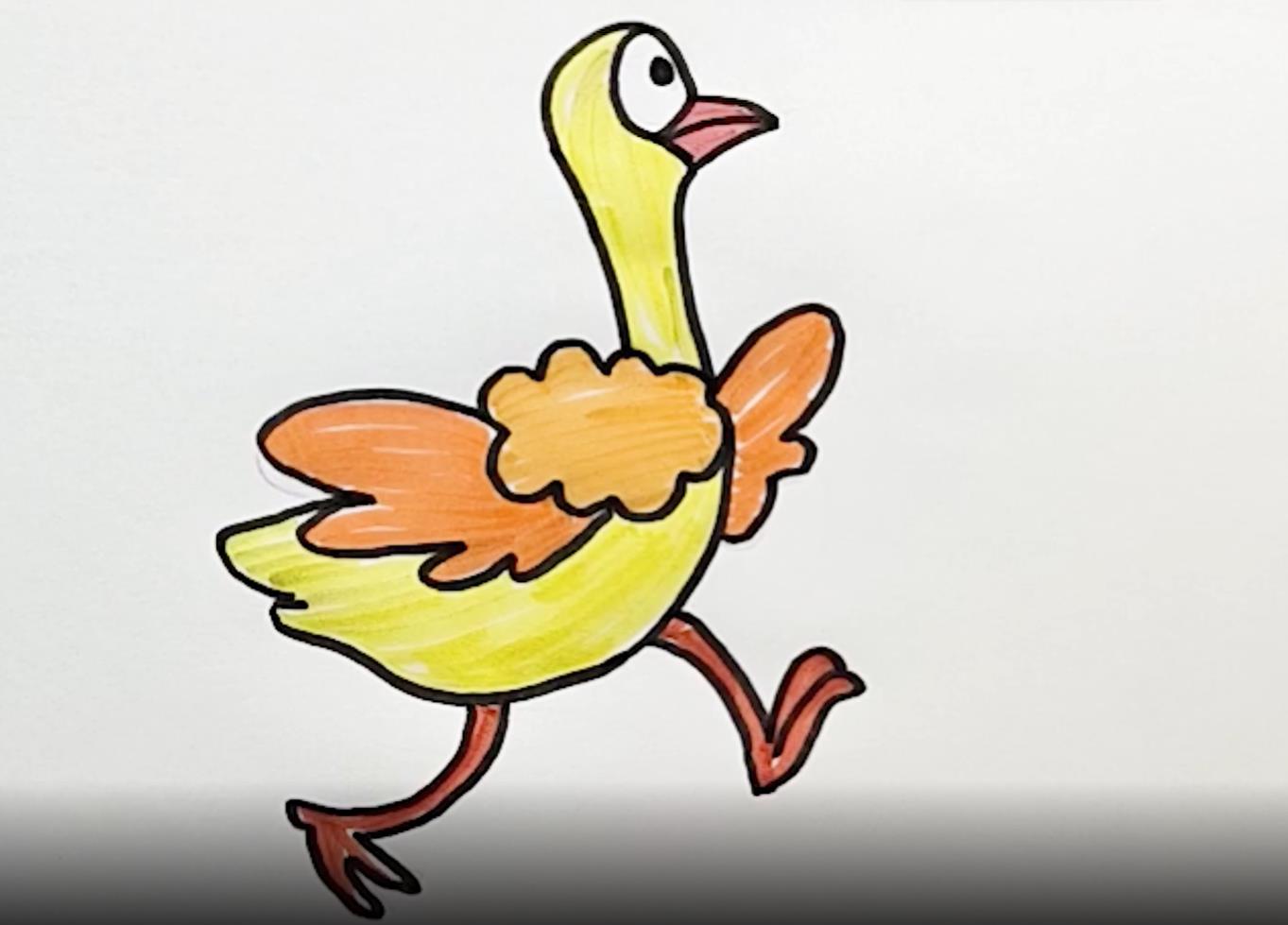 可爱鸵鸟儿童画怎么画 鸵鸟简笔画图片大全
