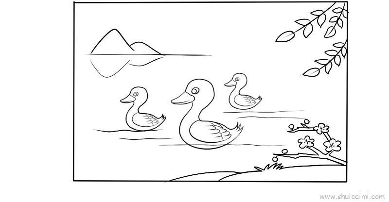 惠崇春江晓景儿童画怎么画 惠崇春江晓景简笔画步骤