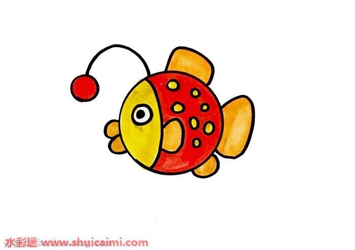 灯笼鱼怎么画 灯笼鱼简笔画彩色