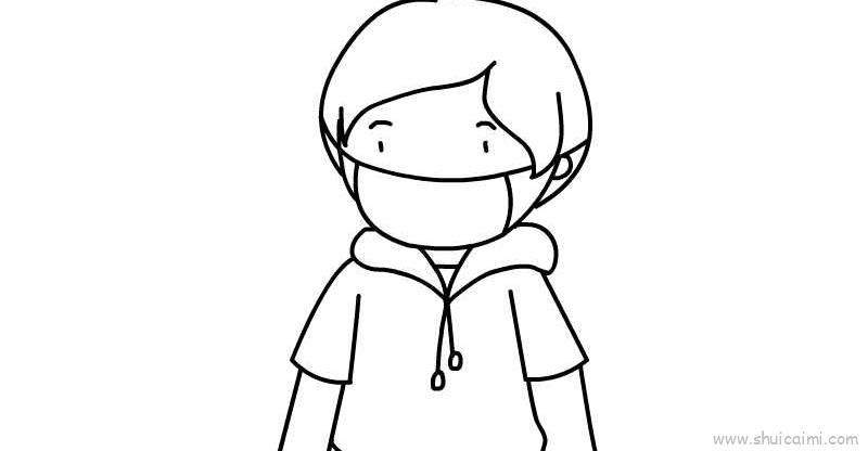 小孩戴口罩儿童画怎么画 小孩戴口罩简笔画顺序