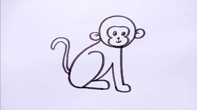 猴子简笔画图片大全可爱 卡通可爱猴子简笔画的图片