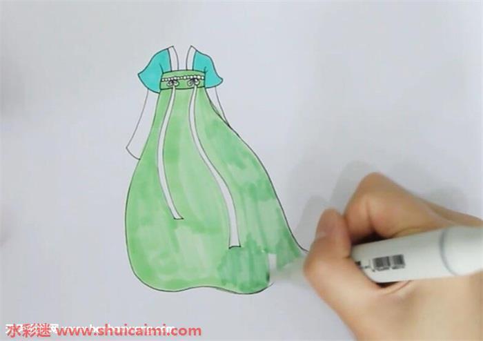 古代襦裙怎么画 古代襦裙简笔画图片带颜色