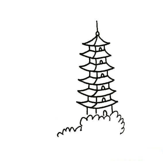 古塔简笔画 古塔简笔画图片大全