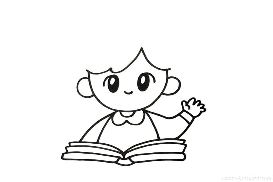 示意举手的老师怎么画 示意举手老师简笔画漂亮卡通