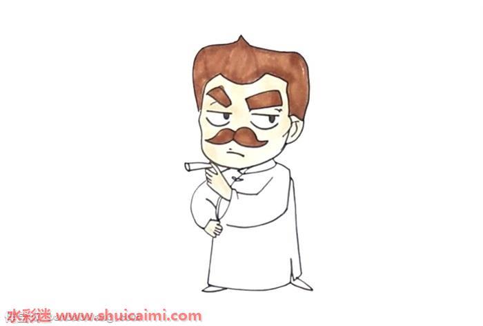 鲁迅q版怎么画 鲁迅q版简笔画步骤图