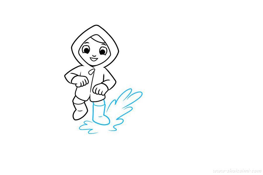 踩水坑怎么画 踩水坑简笔画简单又漂亮彩色