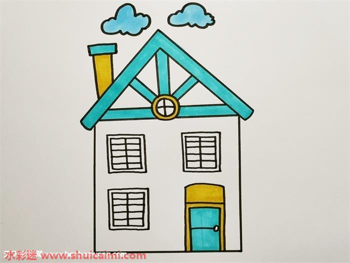 二层楼房怎么画 二层楼房简笔画简单好看带颜色