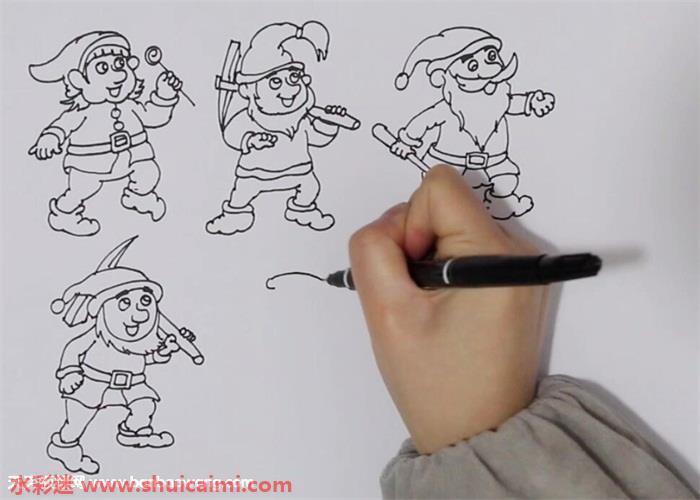七个小矮人怎么画 七个小矮人简笔画步骤