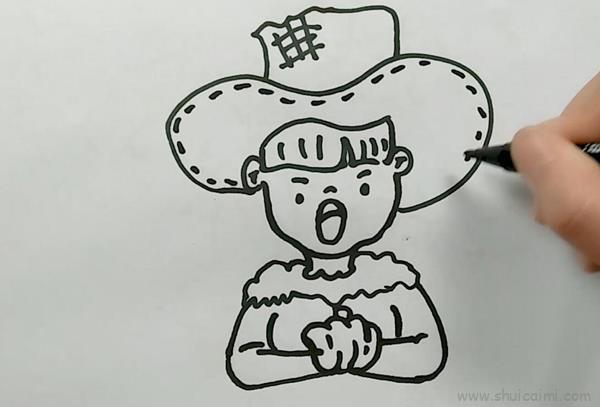 拿南瓜的小孩儿童画简笔画怎么画