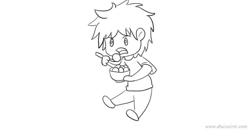 元宵节小孩吃汤圆儿童画怎么画 元宵节小孩吃汤圆简笔画好看