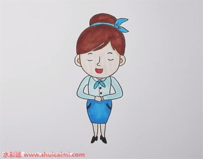 空姐怎么画 空姐简笔画步骤