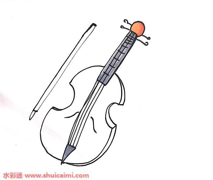 QQ红包大提琴怎么画 大提琴简笔画彩色