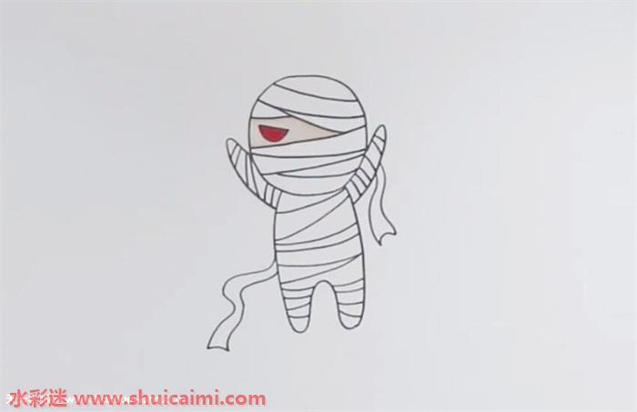 万圣节木乃伊怎么画 万圣节木乃伊简笔画彩色