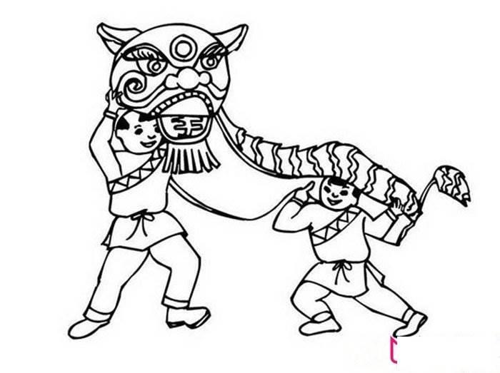春节迎神简笔画图片 春节迎神简笔画图片彩色