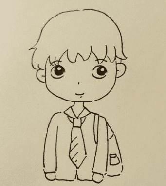 简笔画人物男孩帅气 简笔画人物男孩帅气q版校服