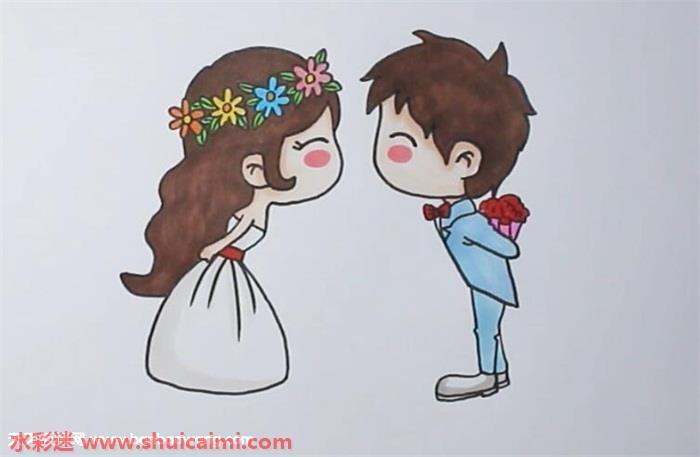 卡通新娘新郎简笔画怎么画画法