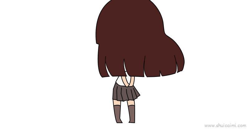 长发女孩背影儿童画怎么画 长发女孩背影简笔画简单