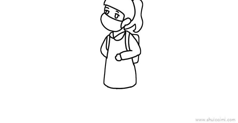 戴口罩小女孩儿童画怎么画 戴口罩小女孩简笔画好看