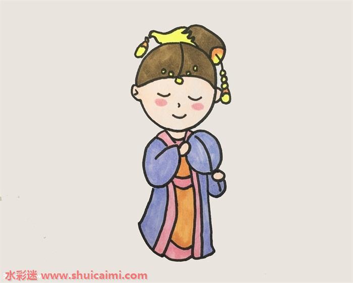 古代公主画全身怎么画 古代公主画全身简笔画简单易画彩色