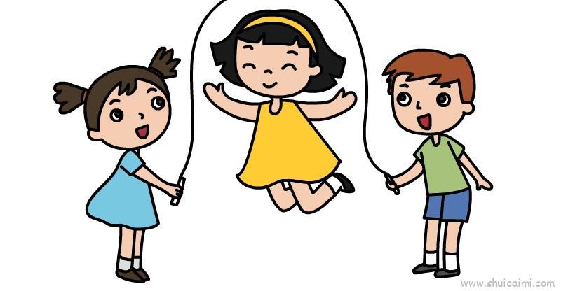 小朋友跳绳儿童画怎么画 小朋友跳绳简笔画简单又好看
