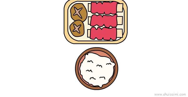 饭菜儿童画怎么画 饭菜简笔画顺序
