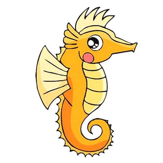 海马简笔画 海马简笔画图片带颜色