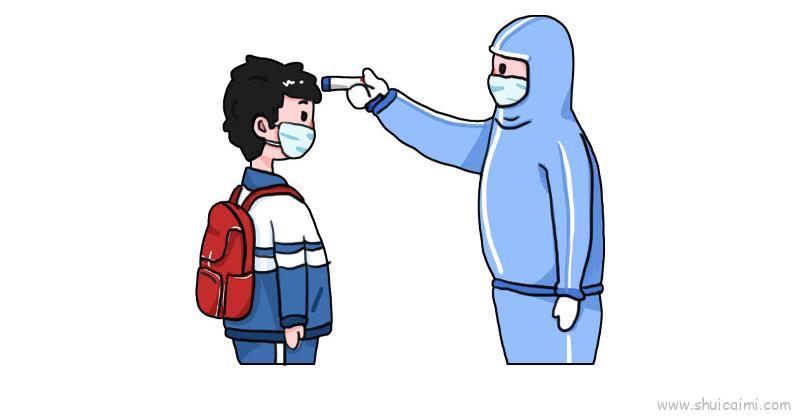 校园防疫儿童画怎么画 校园防疫简笔画步骤