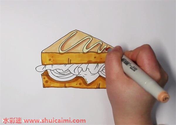三明治怎么画 三明治简笔画图片带颜色