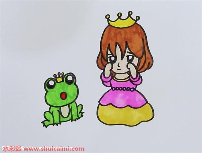 公主与青蛙王子怎么画 公主与青蛙王子简笔画图片大全