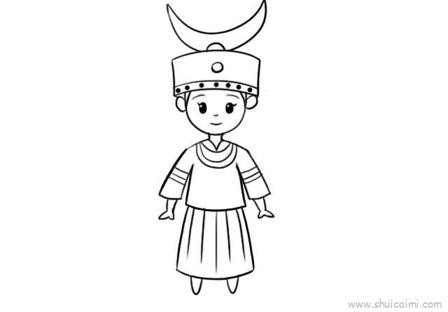 苗族服饰儿童画怎么画 苗族服饰简笔画简单