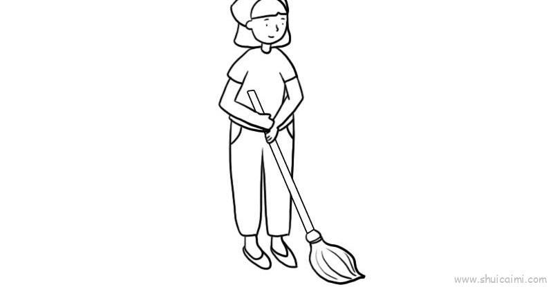 打扫卫生儿童画怎么画 打扫卫生简笔画简单