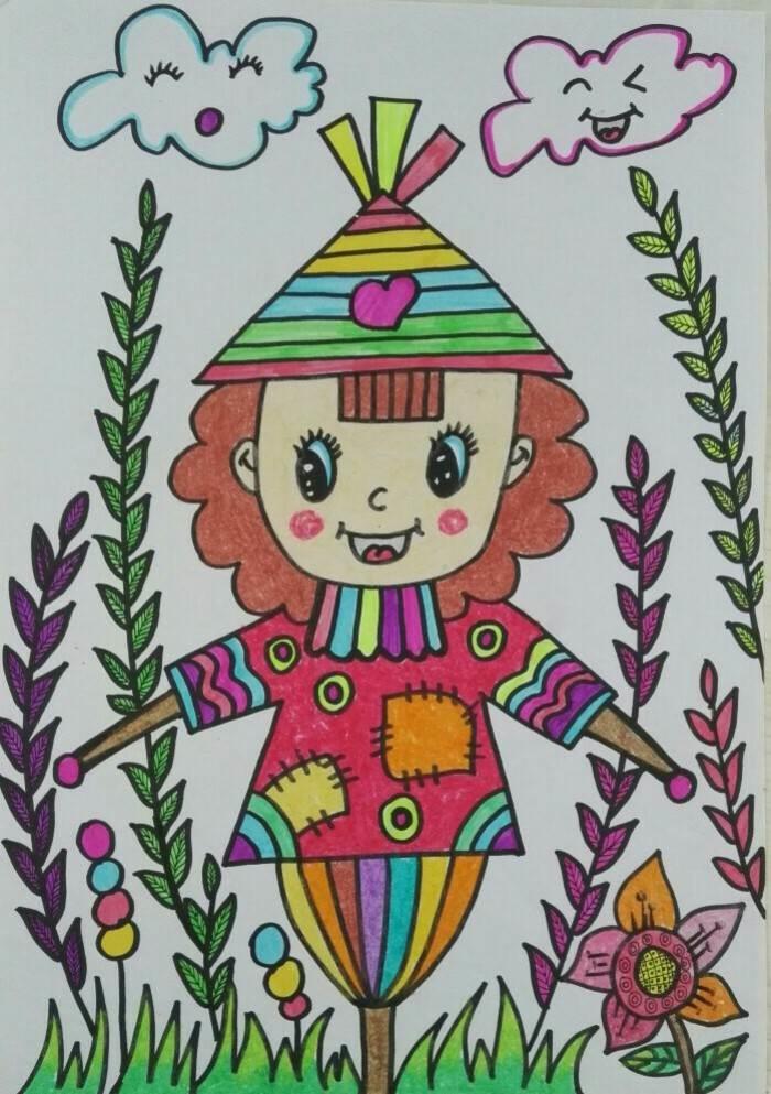 稻草人简笔画 稻草人简笔画彩色