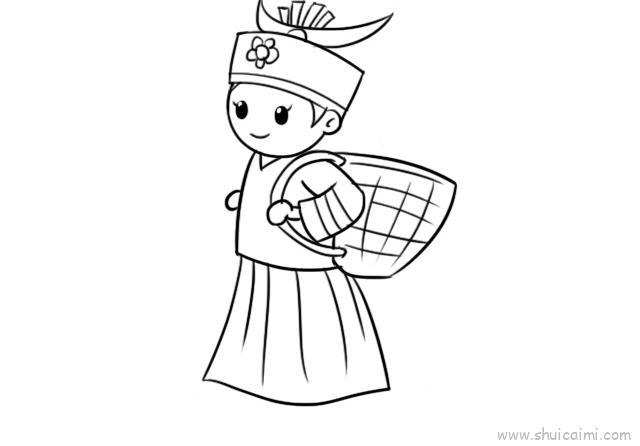 苗族姑娘儿童画怎么画 苗族姑娘简笔画图片大全