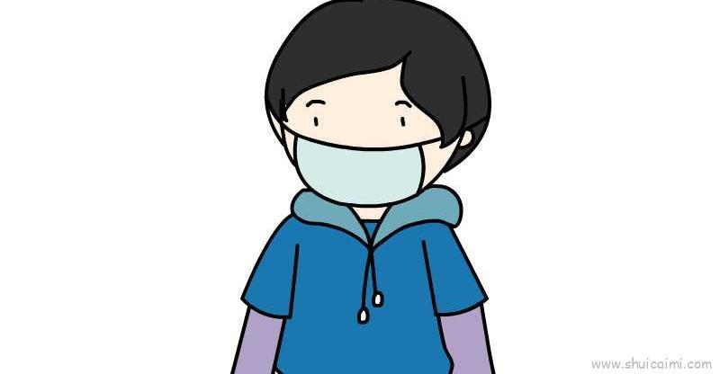 小孩戴口罩儿童画怎么画 小孩戴口罩简笔画顺序
