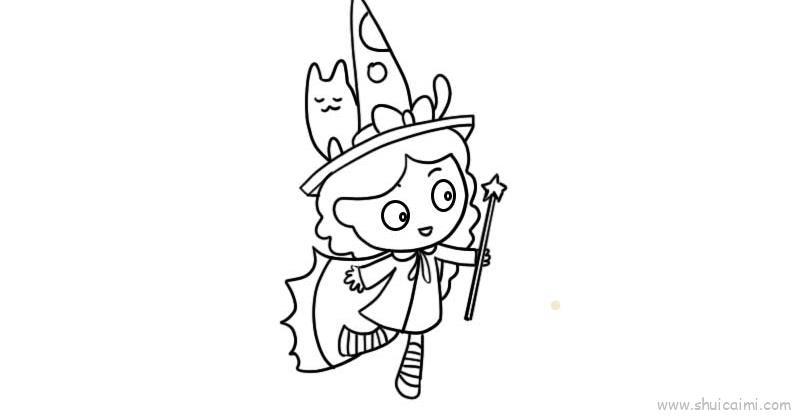 小魔女儿童画怎么画 小魔女简笔画好看