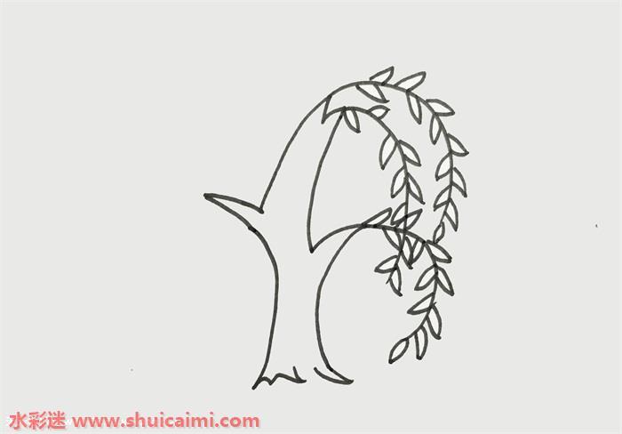 柳树怎么画 柳树简笔画步骤图