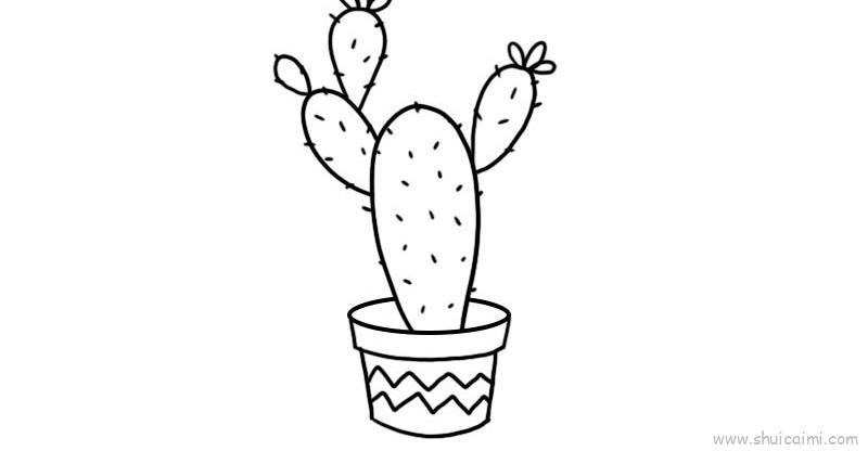 仙人掌盆栽儿童画怎么画 仙人掌盆栽简笔画图片