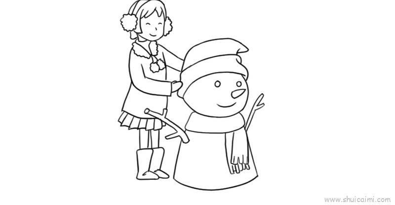 冬至堆雪人儿童画怎么画 冬至堆雪人简笔画顺序