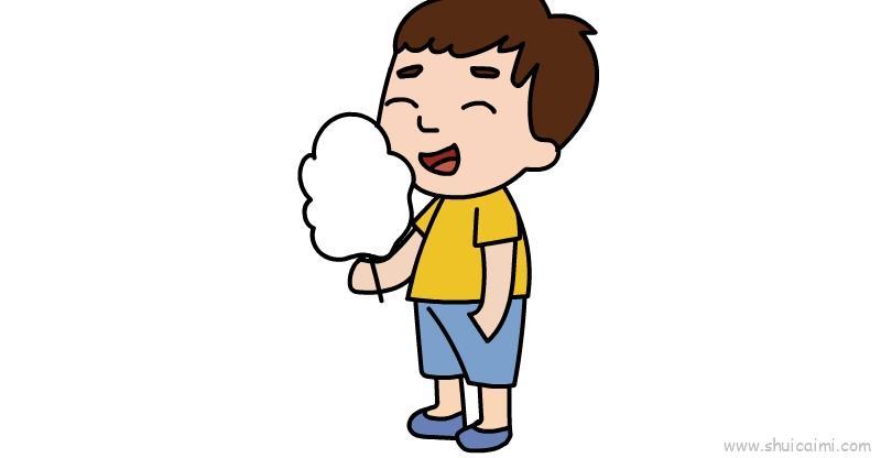 吃棉花糖儿童画怎么画 吃棉花糖简笔画简单又好看