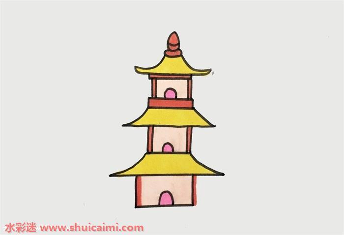 塔怎么画 塔简笔画简单好看带颜色