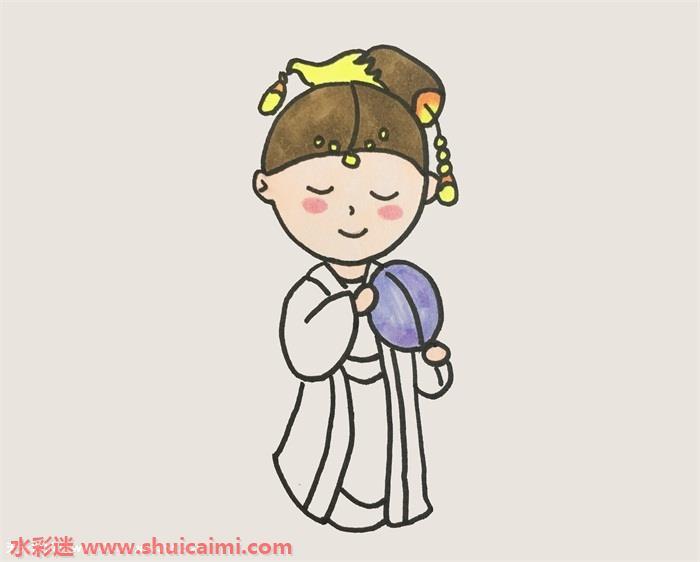 古代公主画全身怎么画 古代公主画全身简笔画简单易画彩色